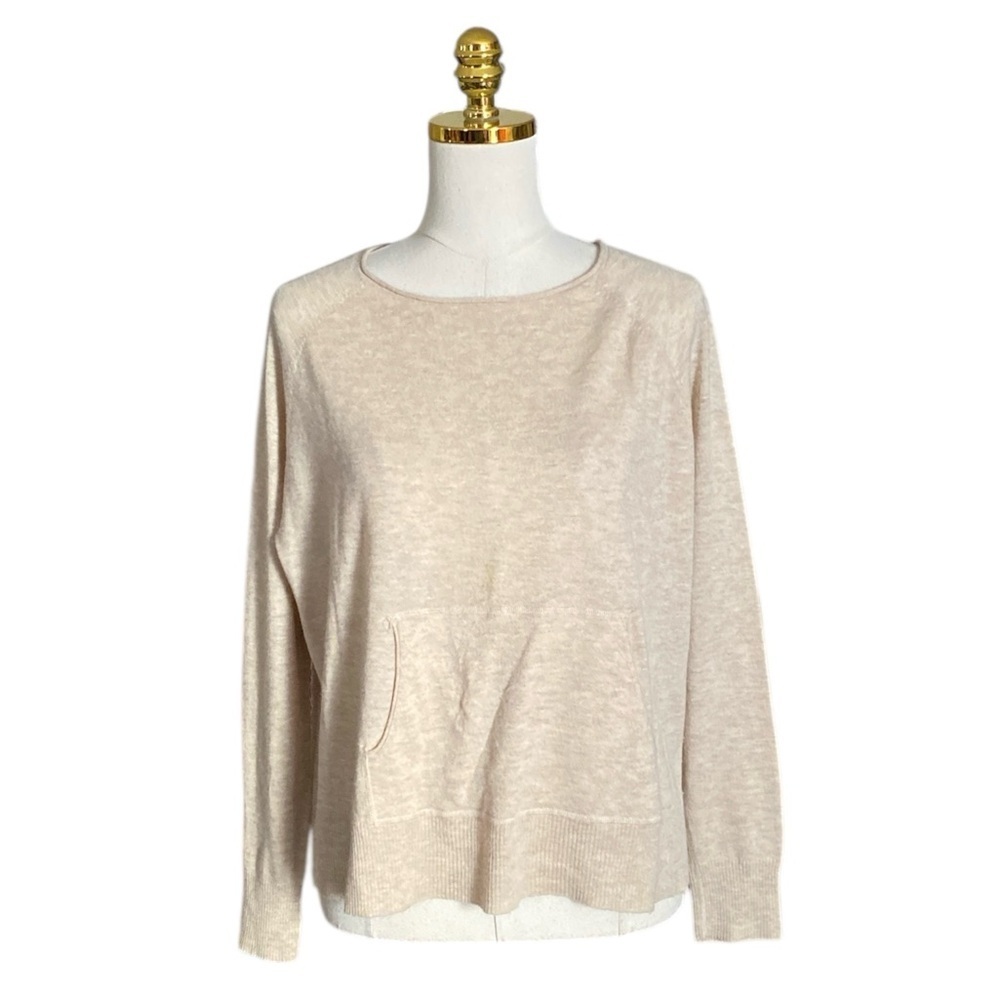 Nili Lotan Women Wool Cashmere Bateau Neck Long Sleeve Cream Pullover Sweater S